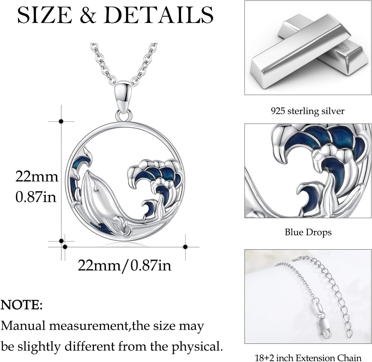 CUOKA MIRACLE Dolphin Wave Necklace for Women 925 Sterling Silver Dolphin Pendant Ocean Jewelry Gifts for Women on Birthday Mother's Day Anniversary Valentine's Day Christmas - Image 5