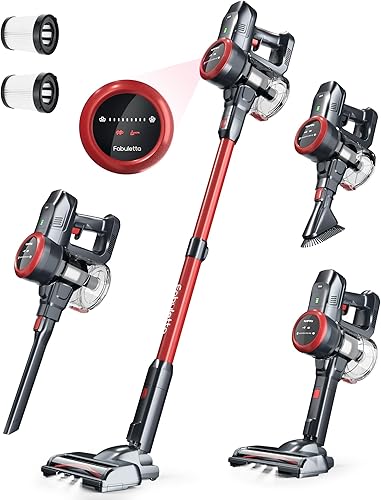 FABULETTA Aspiradora inalámbrica, potencia de succión máxima de 30 Kpa de hasta 50 minutos de funcionamiento, aspiradora ligera 6 en 1 con motor sin