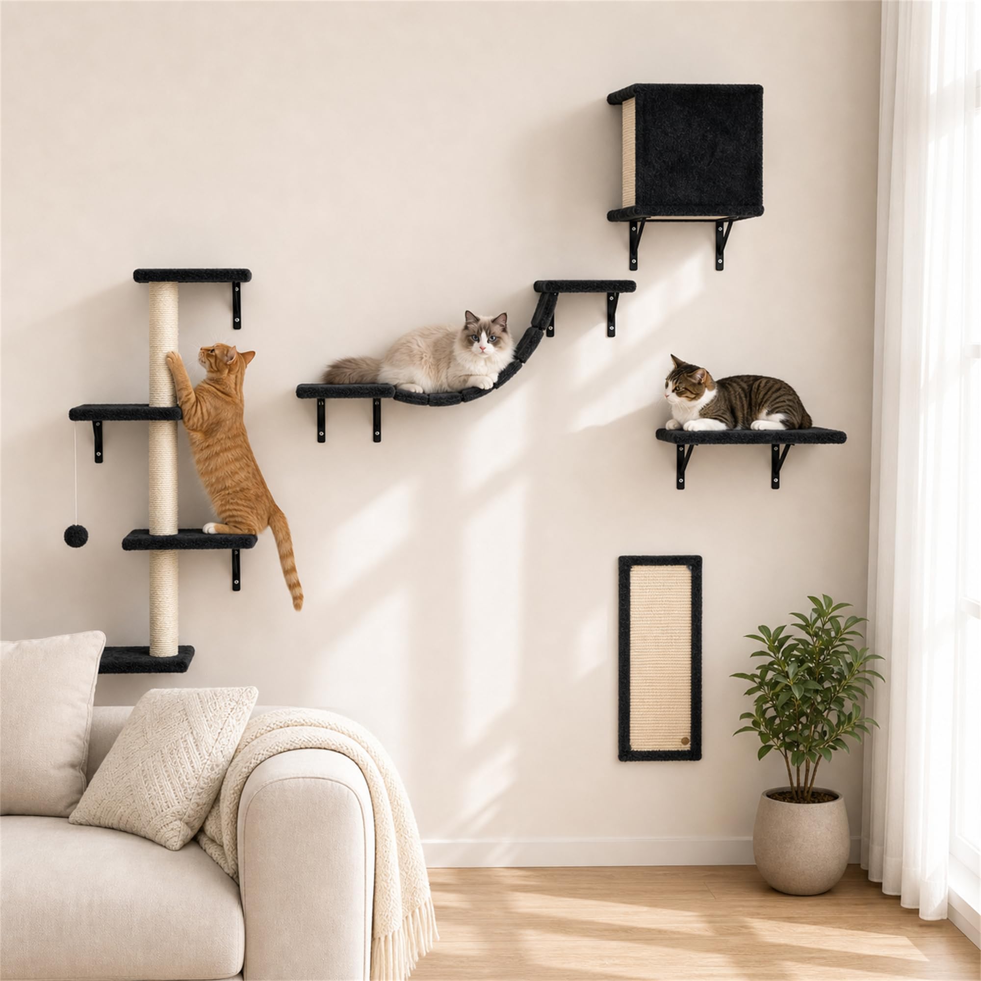 ESOTTE 5-Piece Cat Wall Shelves
