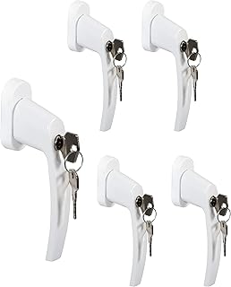 JUVA Fenstergriff abschließbar Balkontürgriff Aluminium weiß - MARS | Drehkipp-Rasterolive mit Schloss & Schließzylinder | Griff versperrbar | 5 Stück - Design Fenster-Beschläge für Terrassentüren