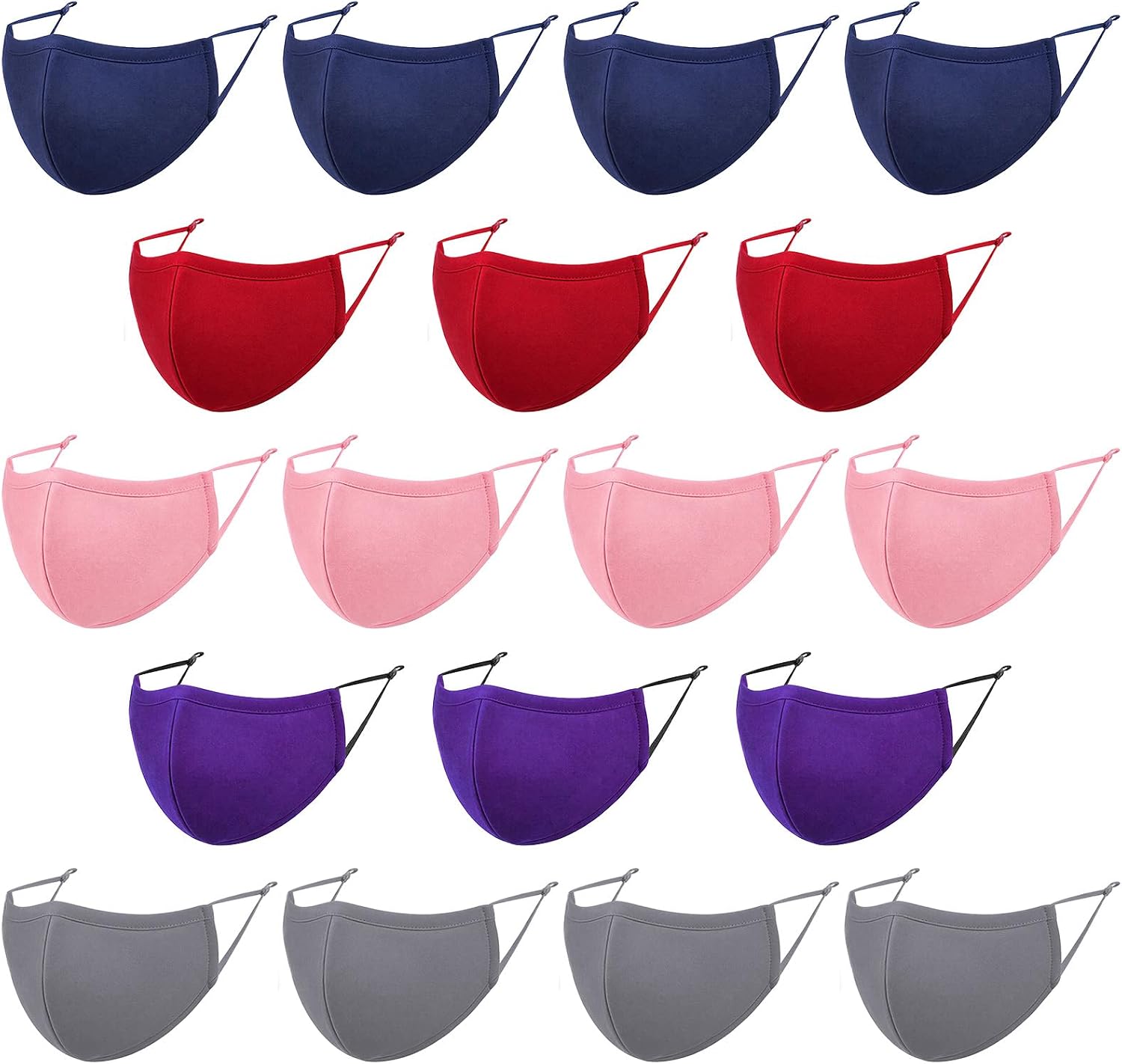 18pcs Washable Cotton Face Mask Reusable Cloth Face Masks Adjustable Breathable Fabric Mask Reusable Faces Covering with Adjustable Ear Protection Straps for Women Men Unisex Adult Dust