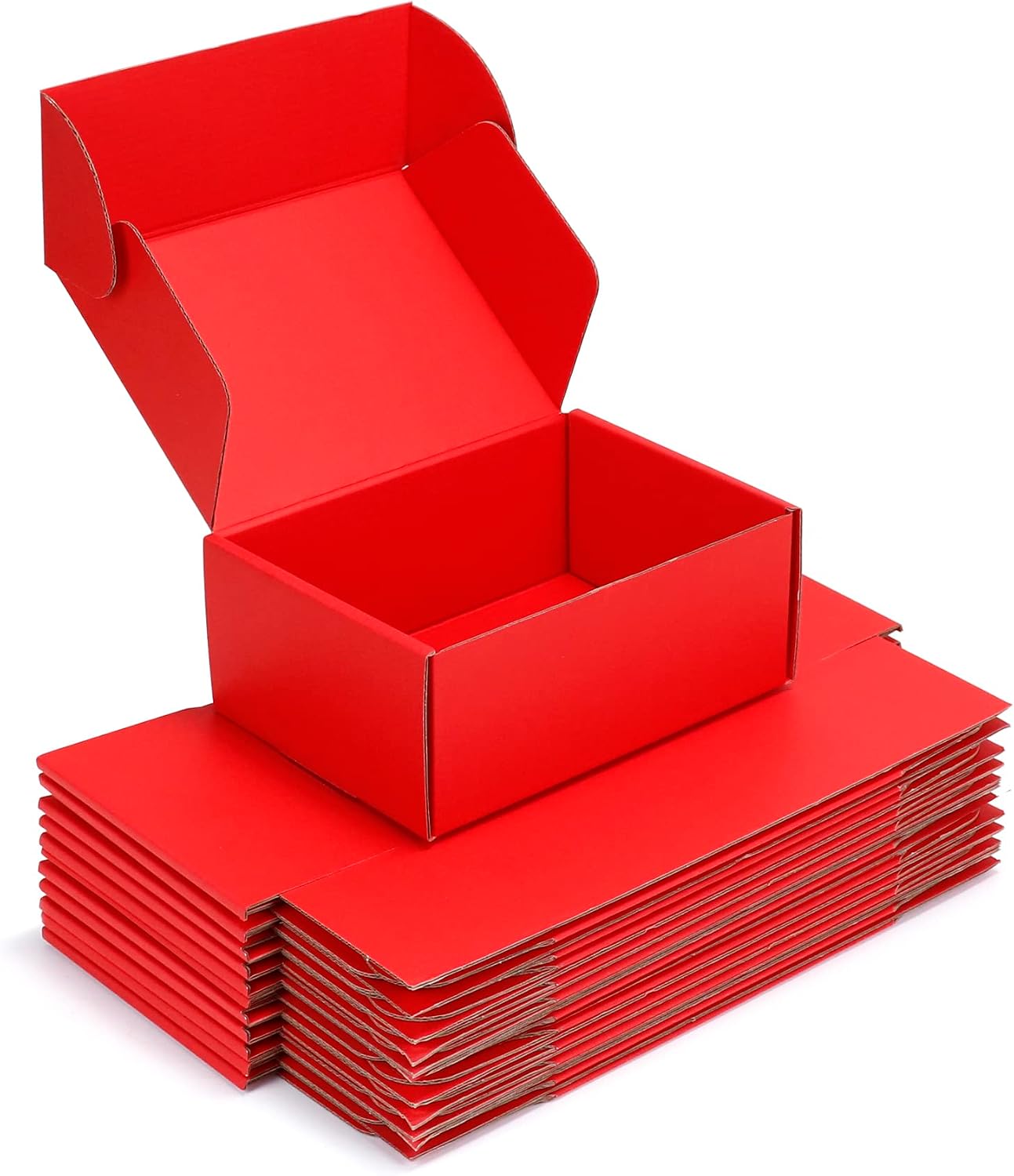 BJADE'S Shipping Boxes 8x6x3 Inches,25 Pack Medium Corrugated Cardboard Mailer Box for Mailing,Presents Packing,Moving and Storage (Red)