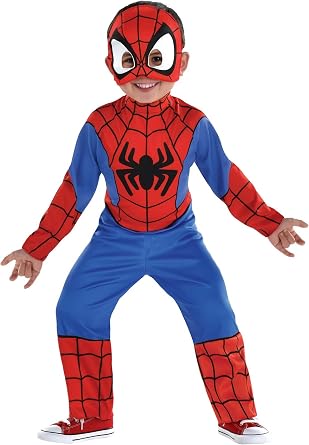 Boys Spiderman and His Amazing Friends Costume | Kids Jumpsuit and Mask for Halloween, Superhero Dress Up