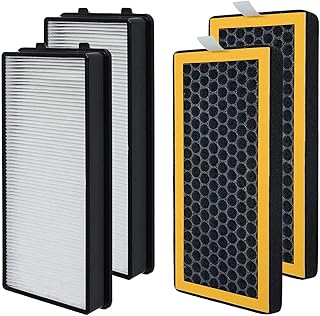 PUREBURG Replacement Filter Kit Compatible with HoMedics TotalClean PetPlus AT-PET01 AT-PET02 Whisper-Quiet Oscillating Tower, H13 True HEPA Activated carbon Air Clean,2+2