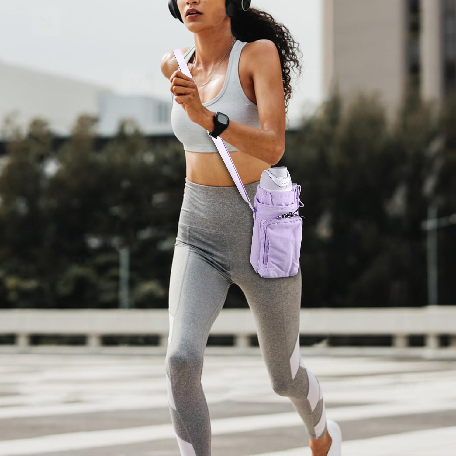 Linkidea Water Bottle Carrier with Strap Compatible with Owala FreeSip 24oz/32oz, Iron Flask Wide Mouth 32oz, Waterbottle Sling Bag Holder, Shoulder Strap with Phone Pocket - Image 5