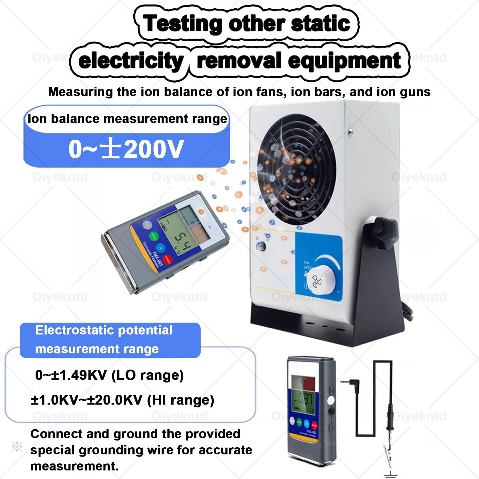 Miernik pola elektrostatycznego, ręczny tester elektrostatyczny (0–20 kV / 30 kV), detektor pola antystatycznego z wyświetlaczem LCD, tester równowagi jonowej – do tekstyliów, włókien, papieru 20KV