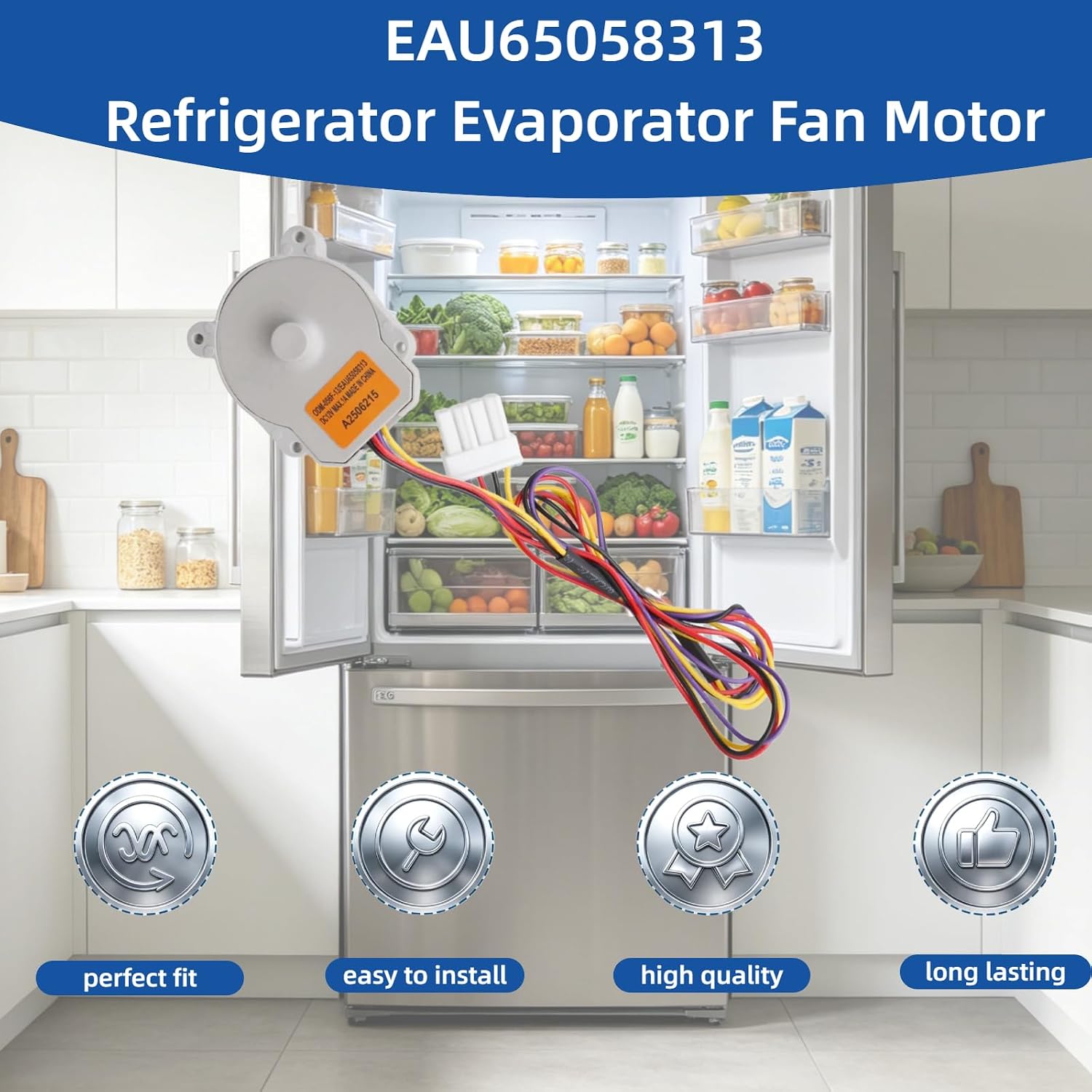 EAU65058313 Refrigerator Evaporator Fan Motor Assembly for LG and Kenmore