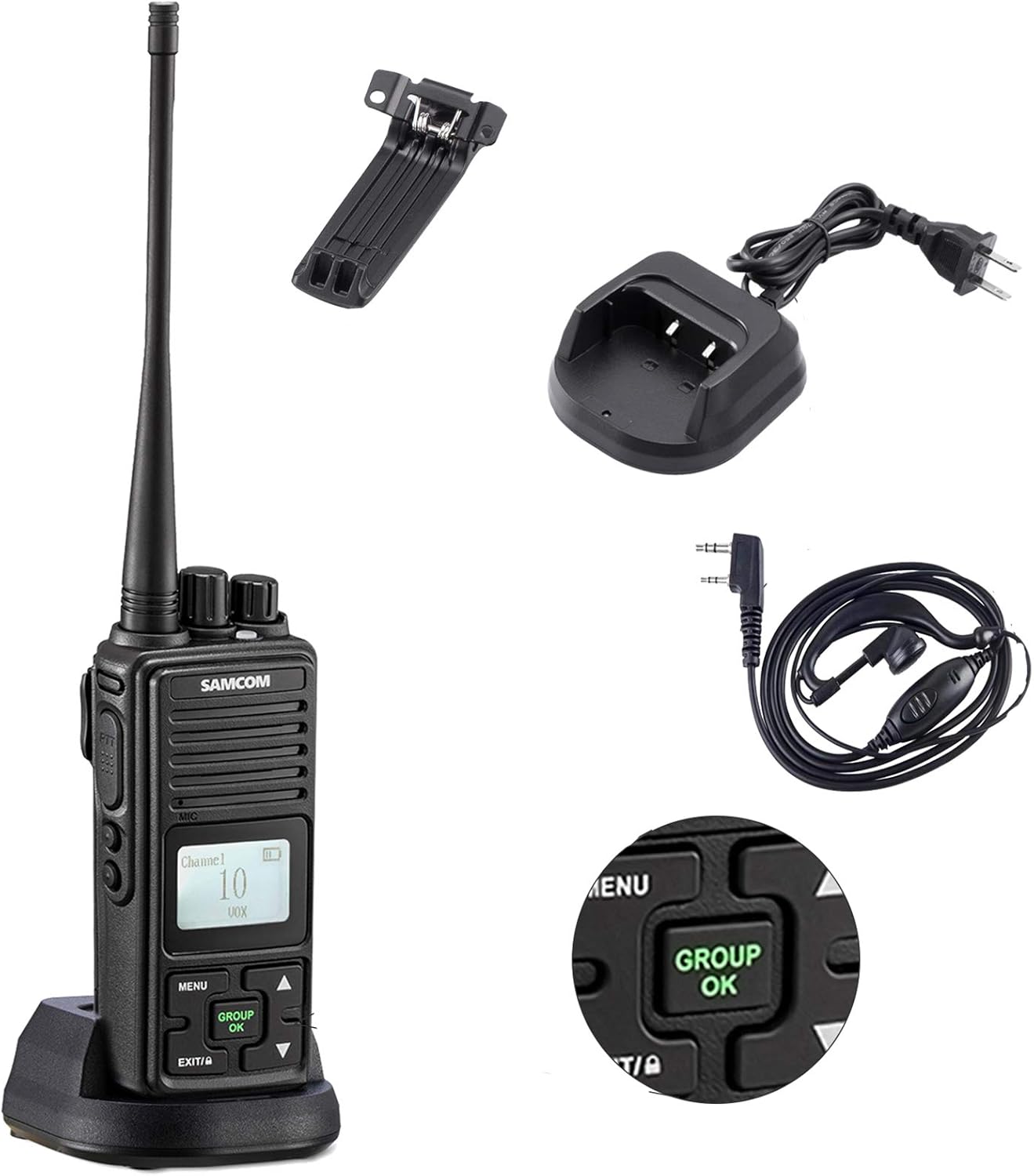 SAMCOM Walkie Talkie for Adults Two Way Radios Long Range Rechargeable Handheld 2 Way Radios with 3000mAh Battery Earpieces for Biking Camping Hiking Hunting,1 Pack