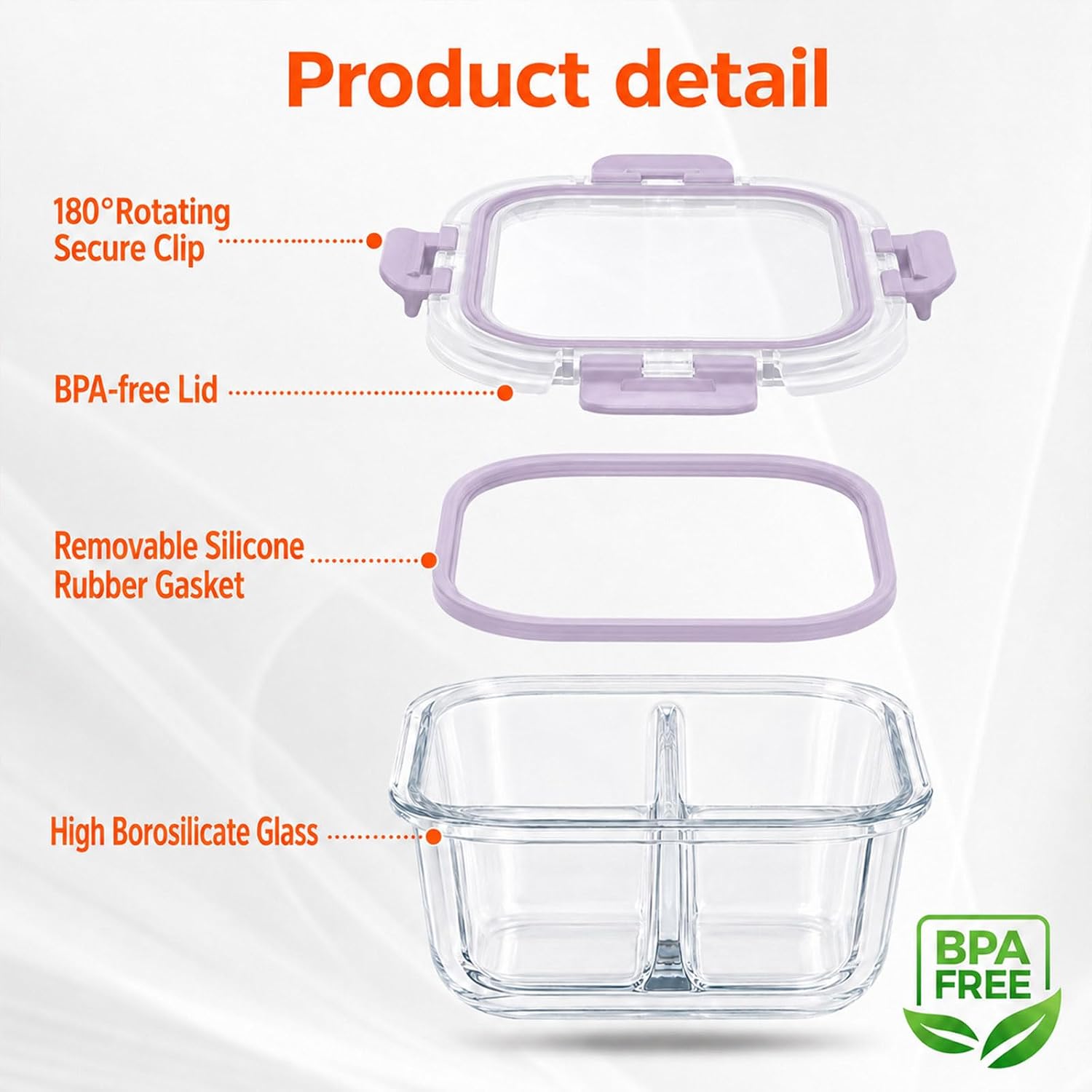 3 Pack Bariatric Meal Prep Containers, 8oz Glass Snack Containers