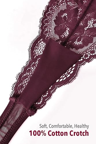 Miniatura 6 de Cottonhill Underwear High Waisted Lace Panties, Sexy Thongs for Women with Elastic Criss Cross Back