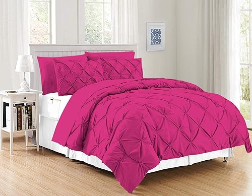 Miniatura 2 de Juego de funda de edredón plisada de 3 piezas, 100% algodón de 800 hilos, con cremallera y lazos en las esquinas, diseño de pintuck decorativo