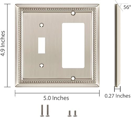 Vista 264 de Henne Bery Sunken Pearls - placa decorativa de pared para interruptor (Palanca simple, 2 unidades, níquel satinado)