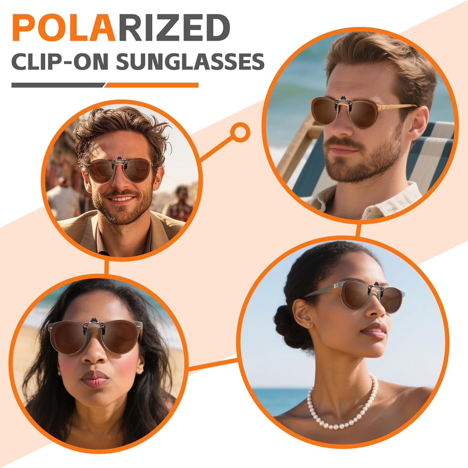 JO Polarized Clip-On Sunglasses UV400 Anti-Glare Lenses with Metal Frame Round - Image 6