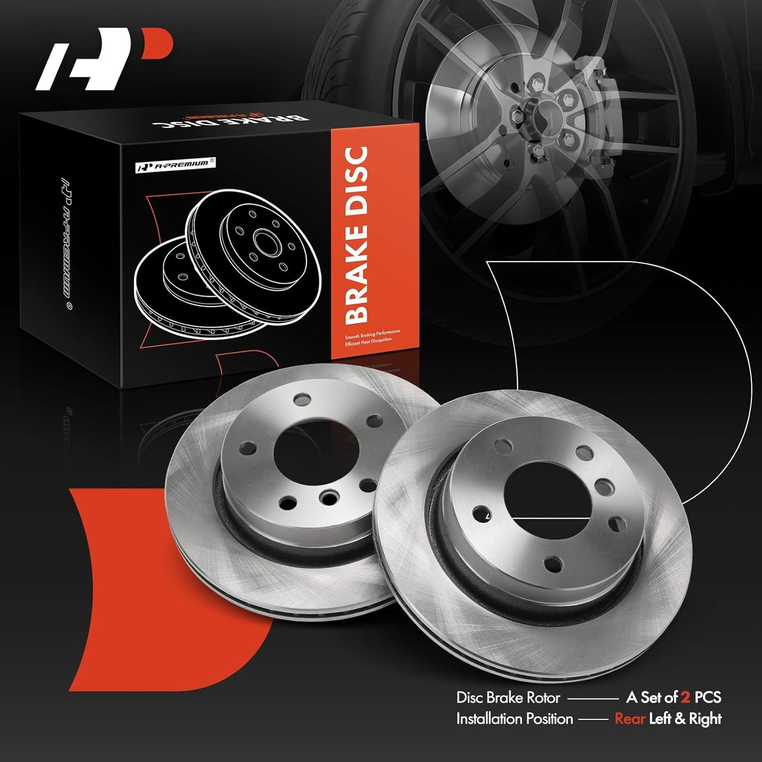 A-Premium 10.86 inch (275.8mm) Rear Vented Disc Brake Rotors Compatible with Select BMW Models - 320i 2001-2005, 323Ci 2000, 323i 1998-2000, 328i 1998, 2-PC Set