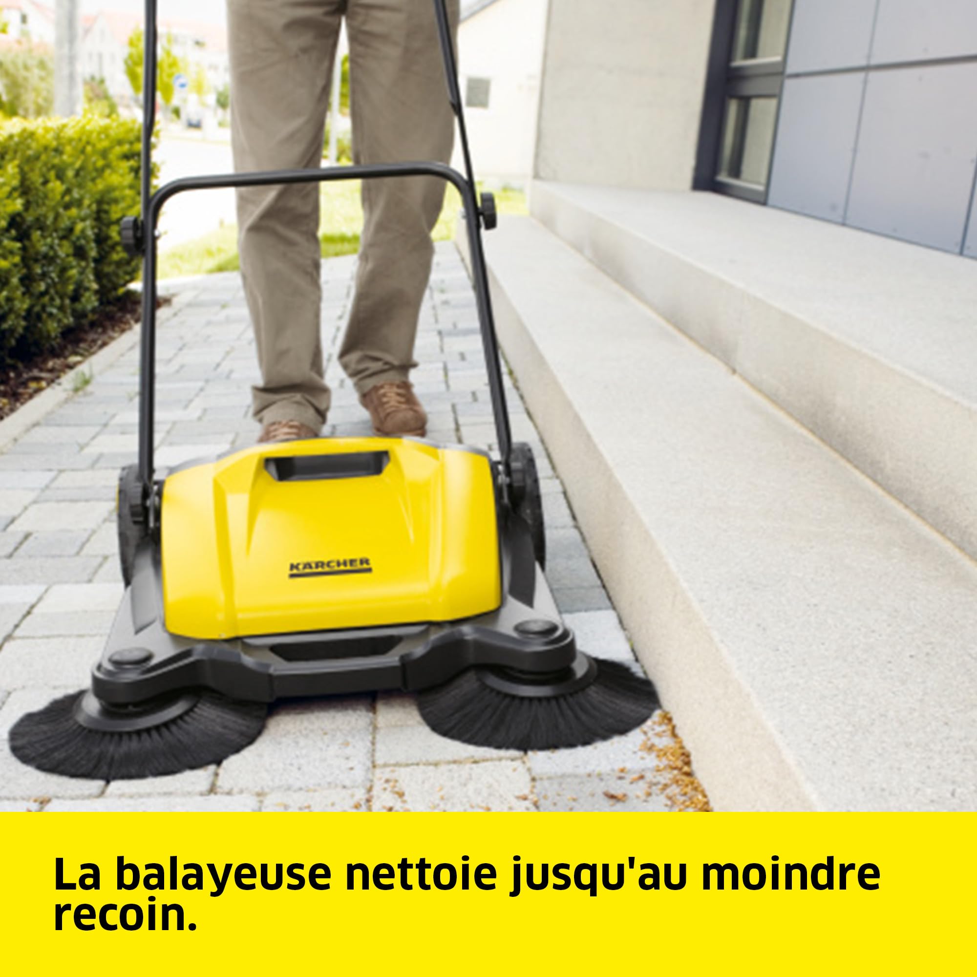 KÄRCHER La balayeuse S 3 Twin 2 en 1, Largeur de Travail : 650 mm, Jusqu’à 1 800 m²/h de Surface, bac à déchets : 16 l, Poids : 9,7 kg, 2 brosses pour saletés sèches, 2 brosses pour saletés humides
