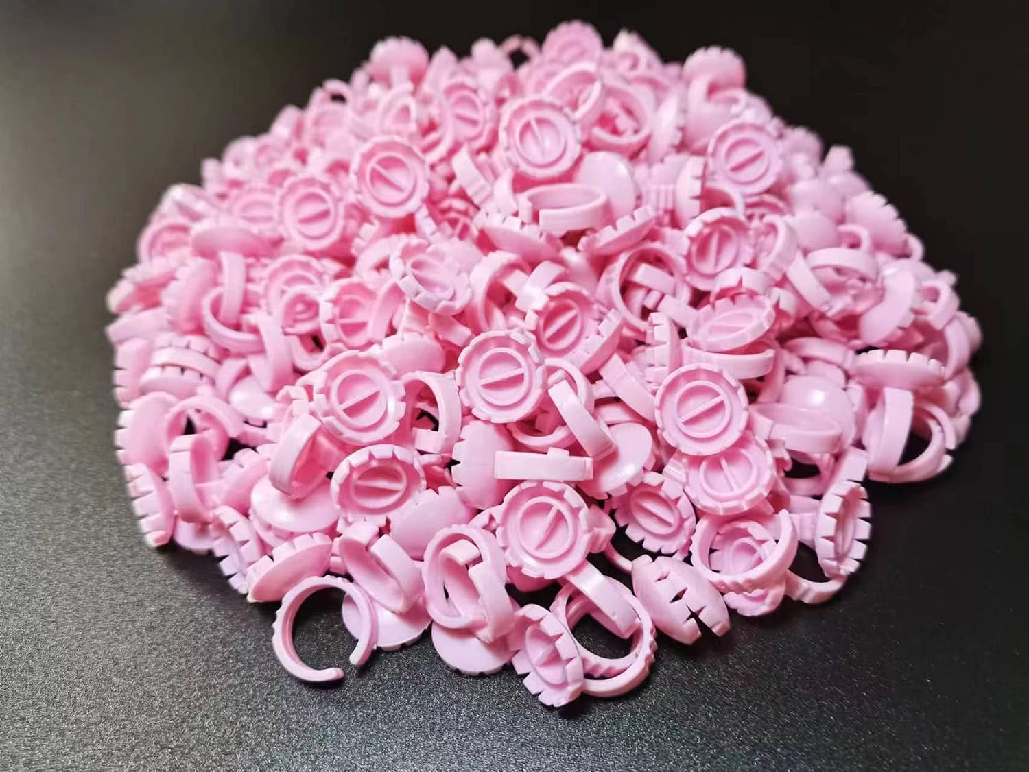 300PCS Glue Rings Lash Rings,Smart Glue Rings for Eyelash Extensions,Disposable Rings Glue Cups for False Eyelash Extension Supplies, Lovely Blooming Lash Eyelash Glue Holder Volume Lashes Fan,Pink image 3