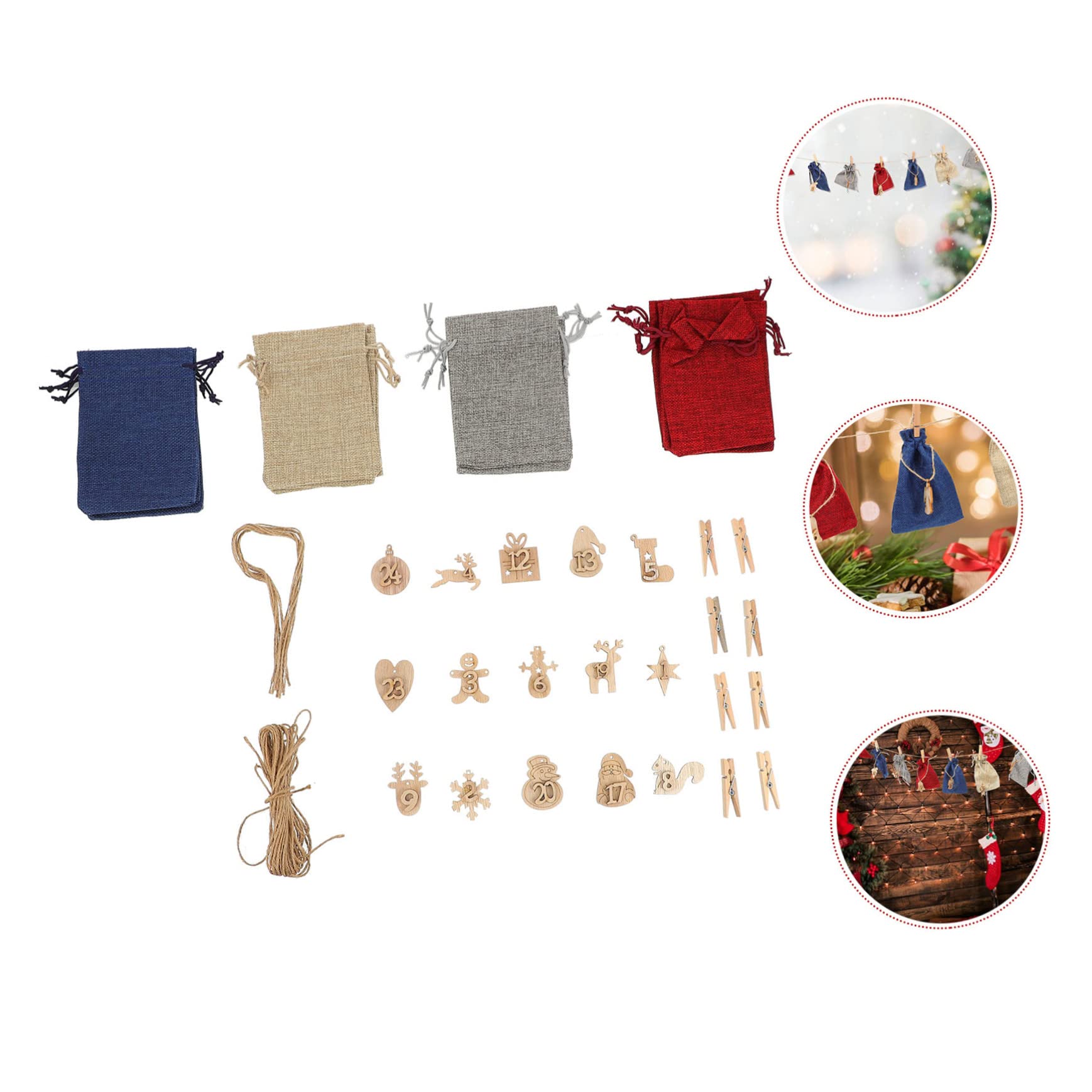 Beavorty 3 Set Di Sacchetti Per Feste Di Natale Con Calendario Sacchetti Appesi Con Coulisse