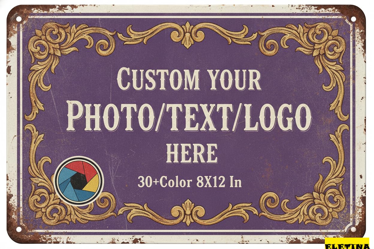 Personalized Sign for Man Cave Custom S, Personalized Aluminum With Your Photo Text Logo Office, Business, Workplace, Office, Home, Delivery S, 8x12 Inch Private Property Decorative