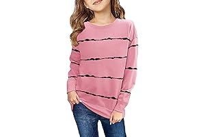 Ebifin Girls Long Sleeve Tops with Stylish Designs, Button-Accented Blouses in Sizes 4-15