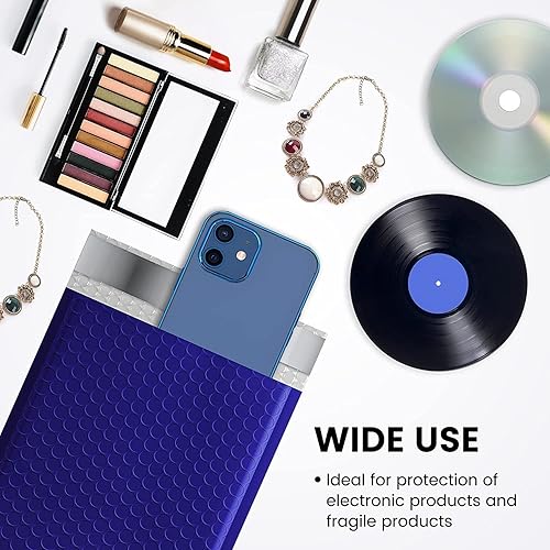 Miniatura 7 de Fuxury Sobres de burbujas, 100 sobres de burbujas de 6 x 10 pulgadas, sobres acolchados de color azul real, tamaño utilizable de 6 x 9 pulgadas,