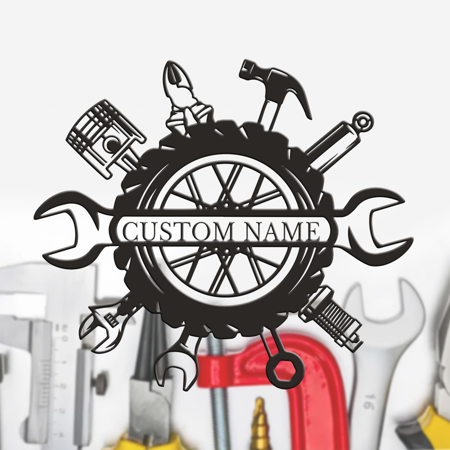 Personalized Garage Metal Sign, Custom Workshop Wall Art, Mechanic Decor for Men, Father's Day for Car Lovers, Rustic Man Cave Plaque (Style-1)