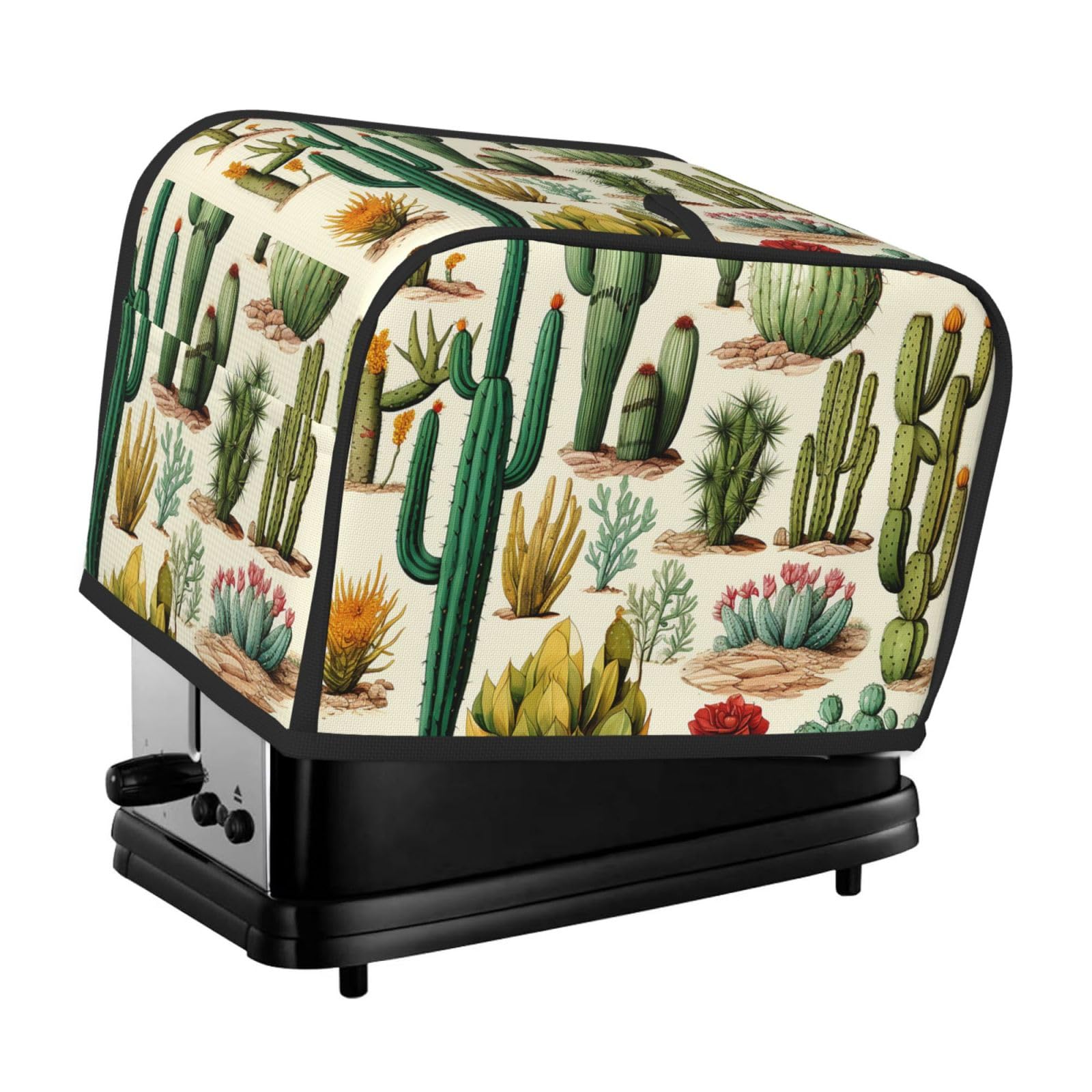 Fodpand Black Toaster Covers 2 Slice Desert Cactus Bread Machine Cover Quilted Toaster Dustproof Cover Washable Appliance Cover Bread Maker Protective For Kitchen Small Appliance