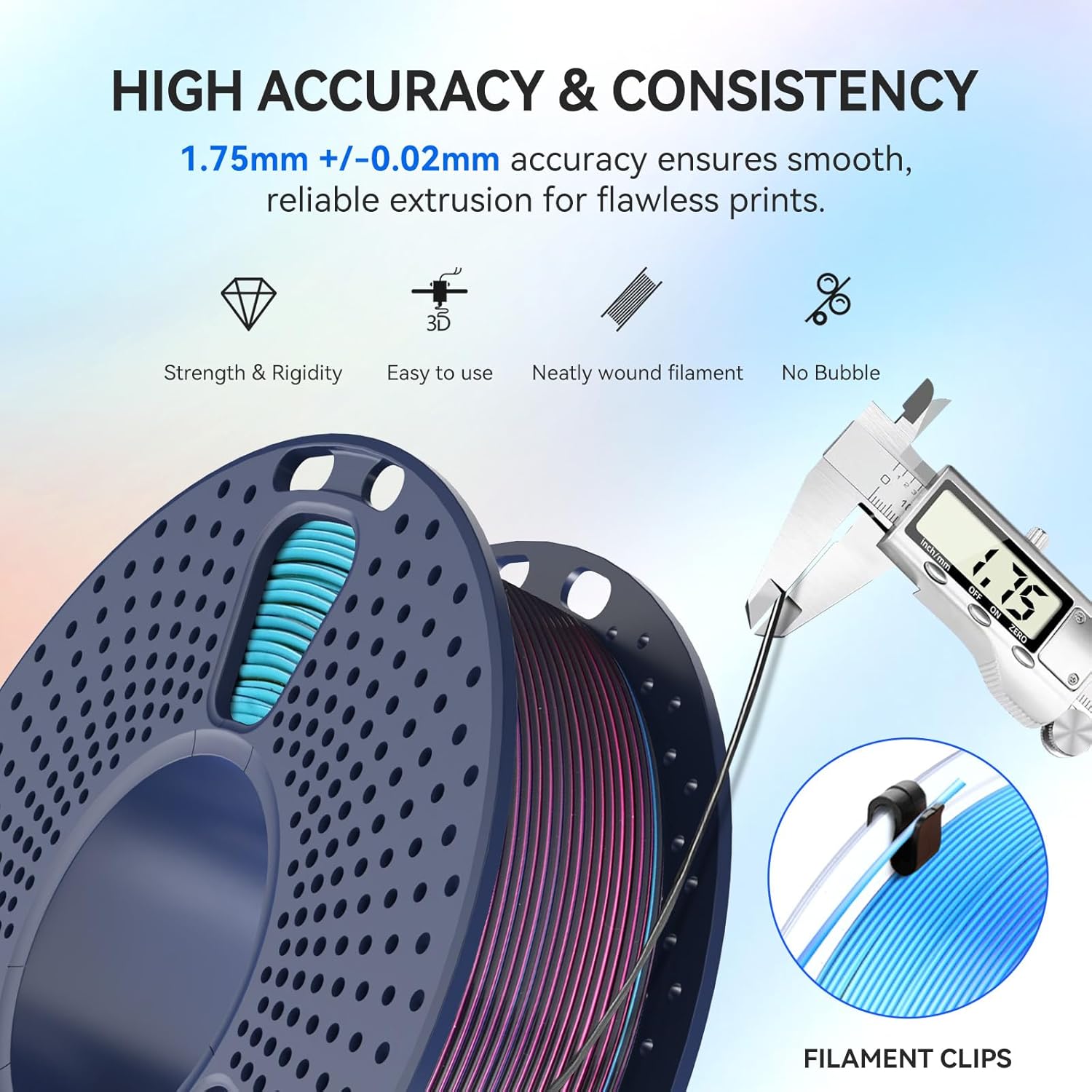 JAYO Silk PLA 3D Printer Filament Bundle, Shiny Quadruple Color Filament 1.75mm Pack, Multi Color Change Filament, 4 Spools 250g Each 1kg