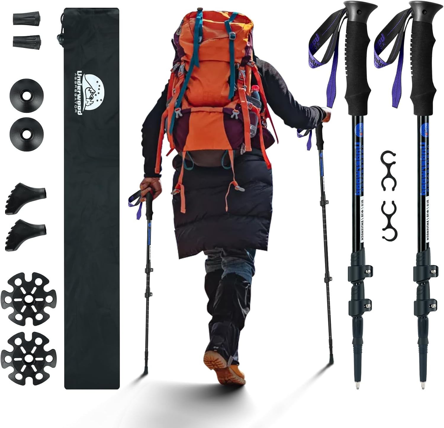 Collapsible Trekking Poles for Hiking 2 Pack – Adjustable Aluminum Hiking Poles, Lightweight Walking Sticks for Women, Men, Seniors, Kids, Trekking Sticks for Backpacking by Underwood Aggregator Collapsible Trekking Poles for Hiking 2 Pack – Adjustable Aluminum Hiking Poles, Lightweight Walking Sticks for Women, Men, Seniors, Kids, Trekking Sticks for Backpacking by Underwood Aggregator