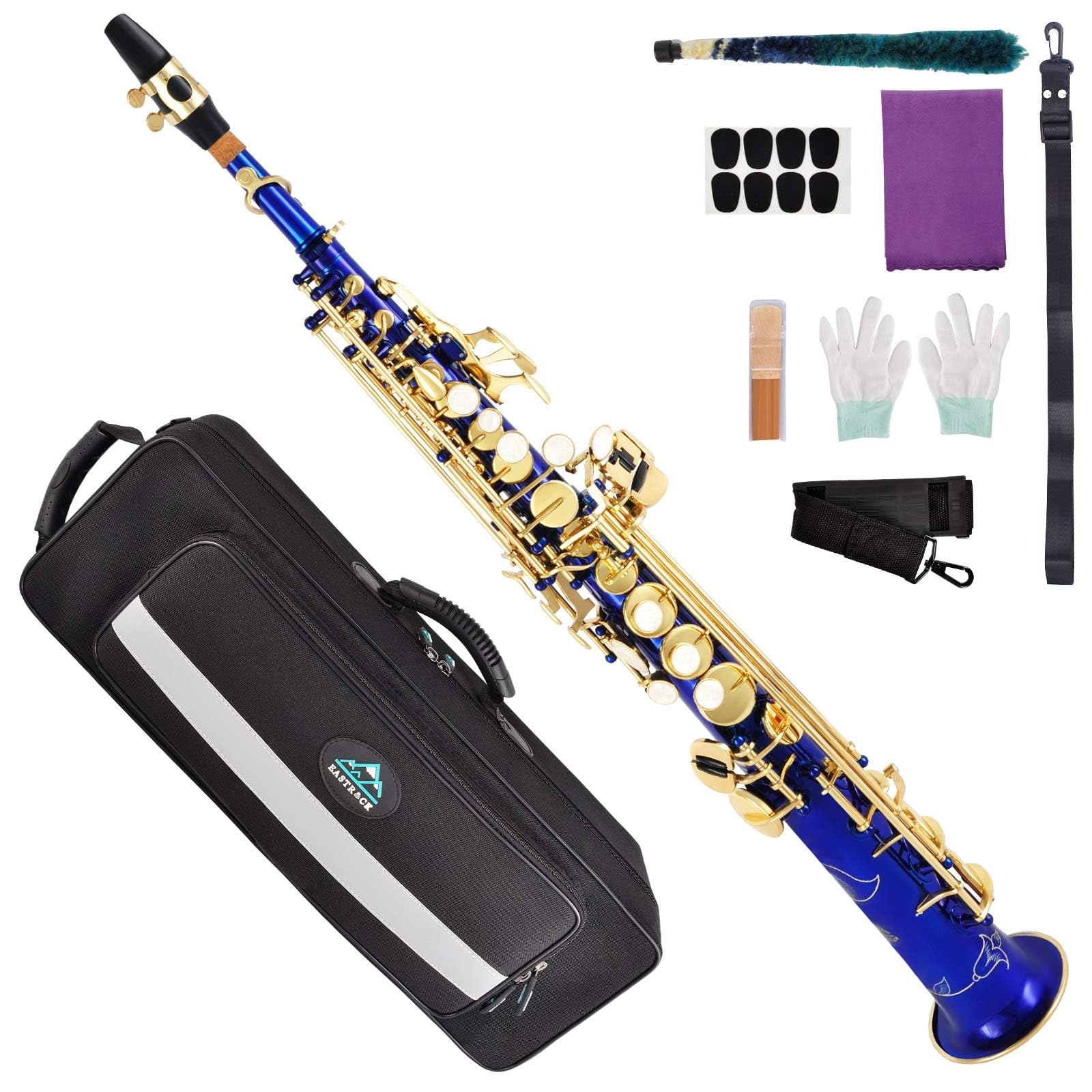Amazon.com: EASTROCK Bb Straight Soprano Saxophone Blue for