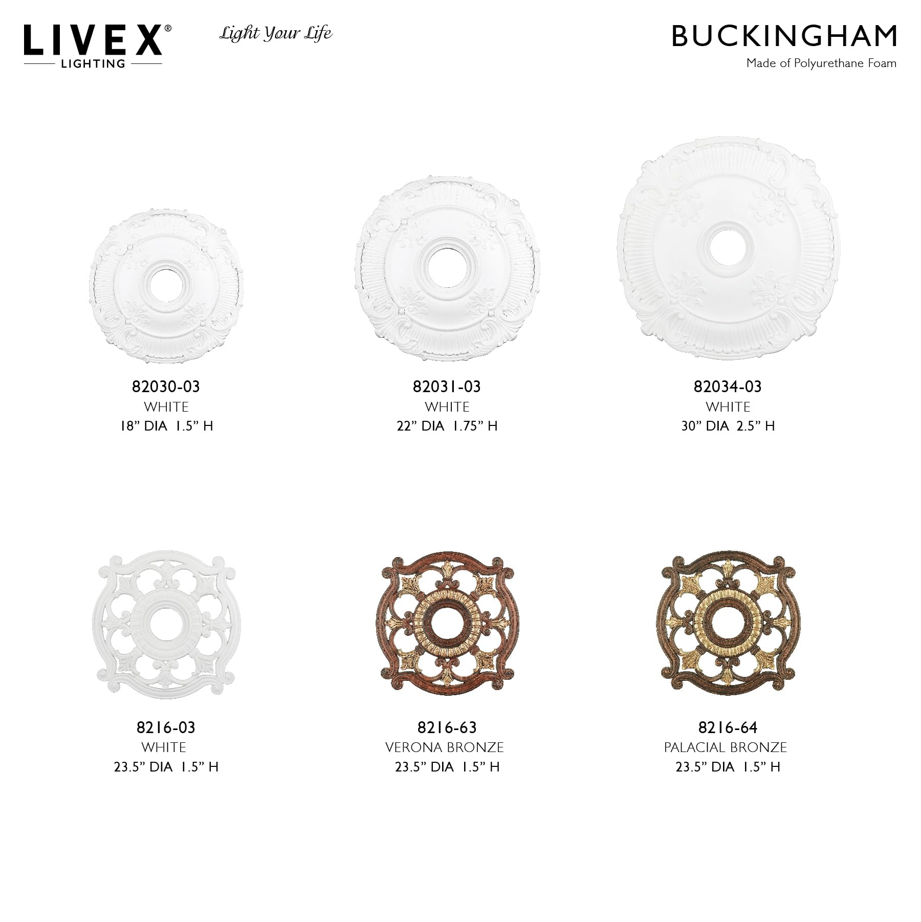 Livex Lighting 8216-63 Ceiling Medallion in Verona Bronze with Aged Gold Leaf Accents 0.1 x 0.1 x 1.5 — Amazon image 5