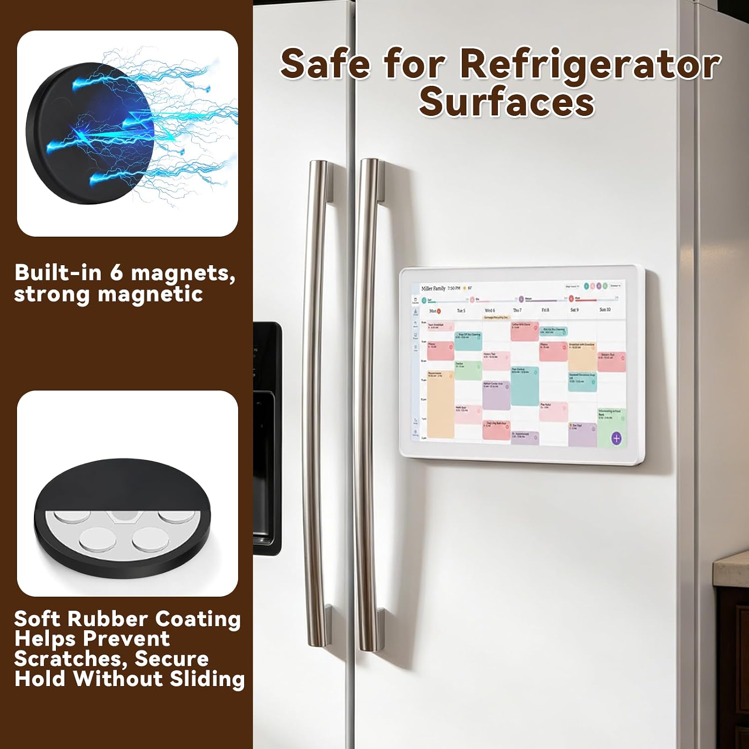 Magnetic Refrigerator Mount Compatible with Skylight Calendar 2(15 Inch Gen 2 Only), 4 PCS Fridge Magnetic Mount, Accessories for Skylight Calendar 15 Inch 2(Original stand not included)
