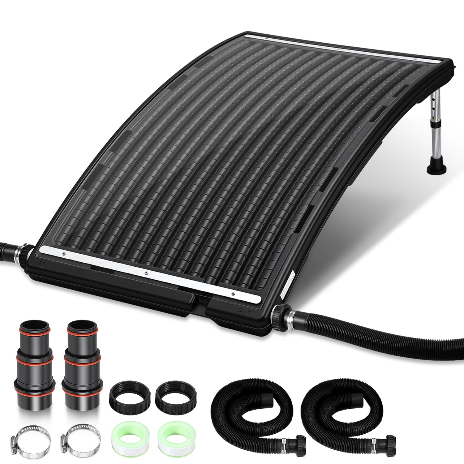 𝐈𝐒𝐎𝐈𝐒𝐋 Solar Poolheizung, Upgrade Solarkollektor 110 x 65 x 35cm Höhenverstellbar,Solarheizung Pool für Pools bis 10000 L/H,32/38mm Anschluss,Poolheizung Erweiterbar
