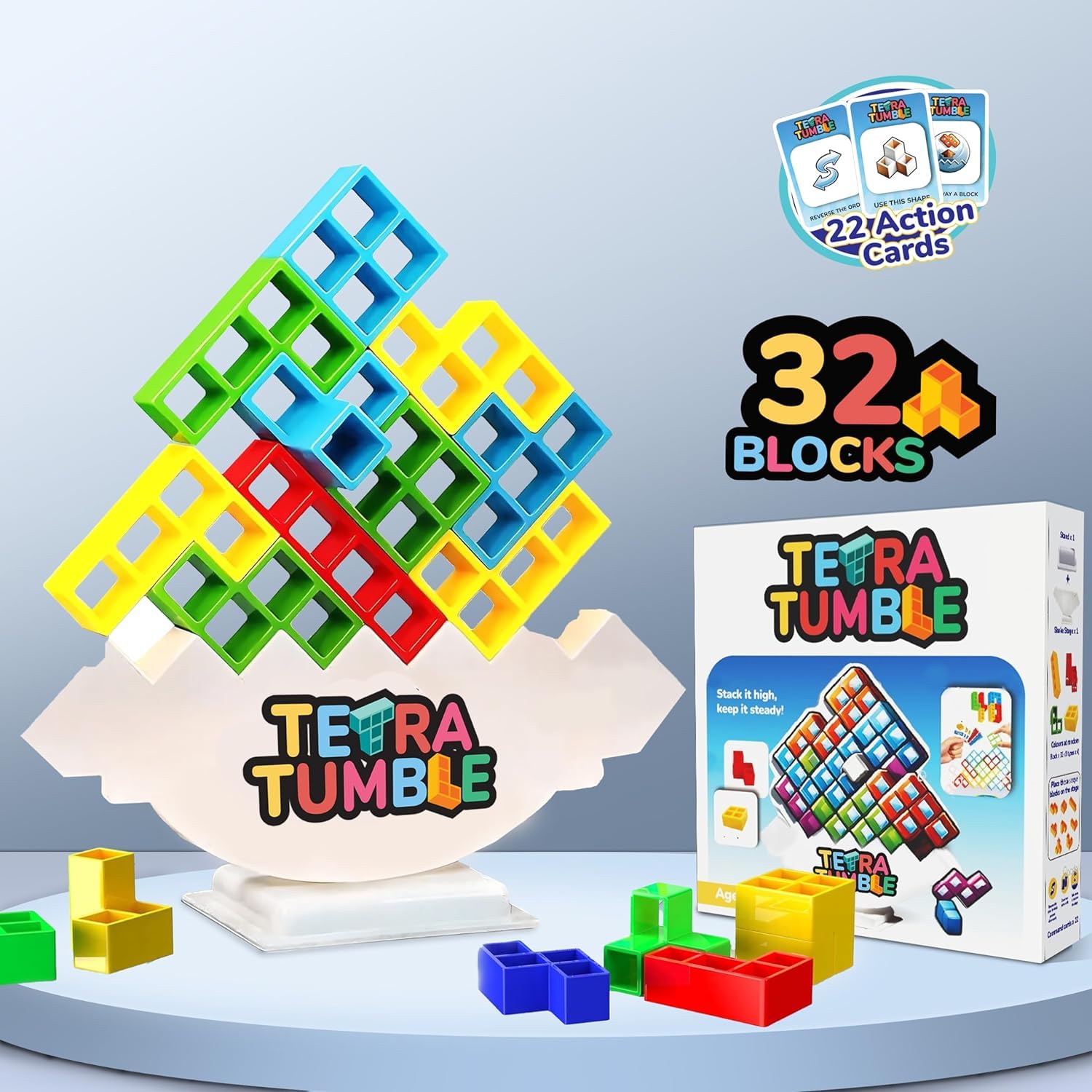 UB JUNIOR Tetra Tower Game 32 Pcs Stack Tower, Swing Stack High Child Balance Building Block