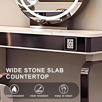Salon Station for Hair Stylist (Double-Sided for 2 Person)(Oval LED Mirror)(Stainless Steel Metal)(Large Drawers), Barber Station with Contemporary Metal Style