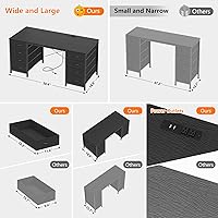 Vista 3 de Escritorio para computadora de 50 pulgadas con 8 cajones, escritorio para oficina en casa con tomas de corriente, escritorio de trabajo, estudio