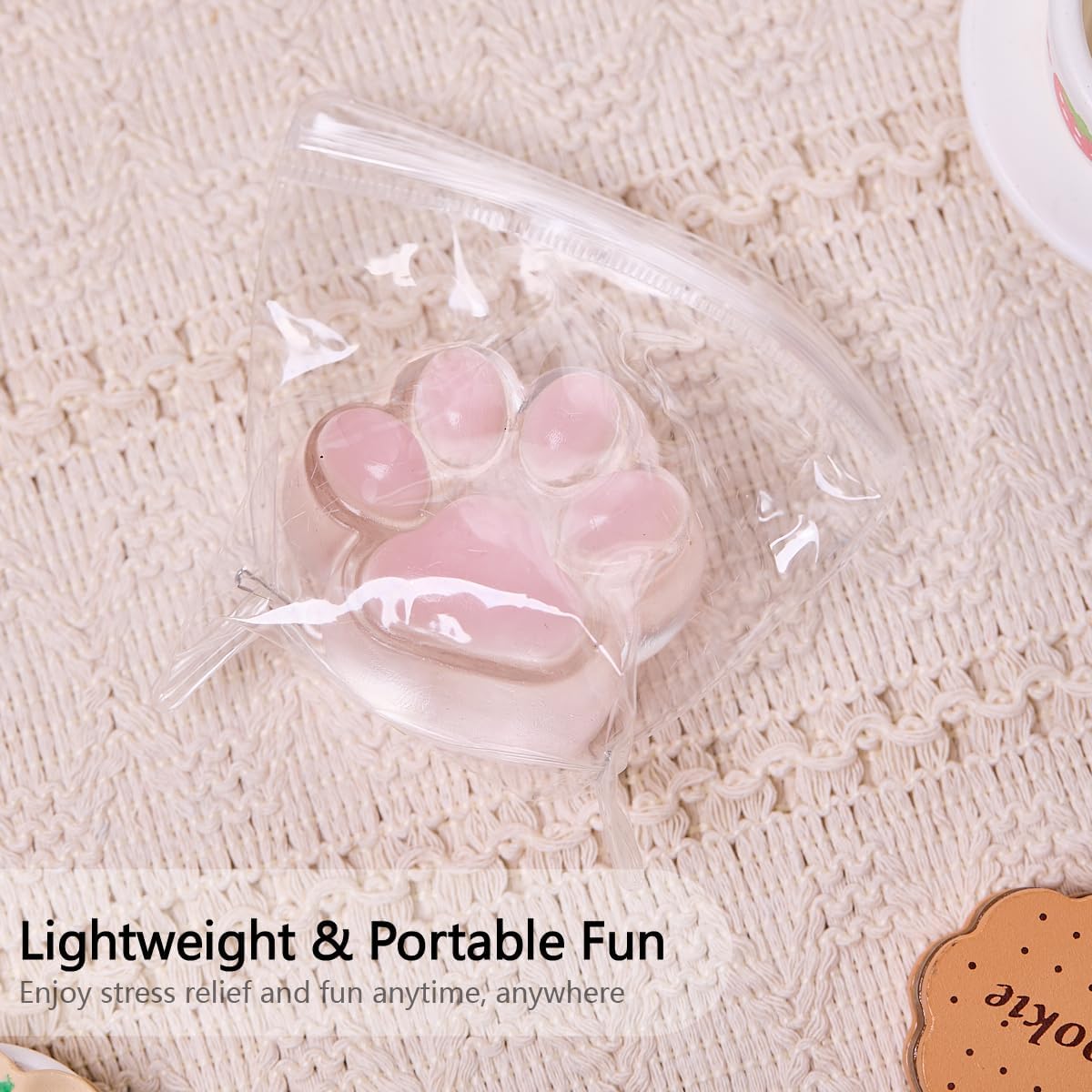 Transparent Paw Squishy Squeeze Toy, Kawaii Stress Relief Fidget Sensory, Soft Silicone Squeeze Gifts for Kids Adults Party Favors (Pink)