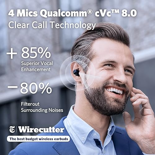 Miniatura 6 de EarFun Auriculares inalámbricos Air con 4 micrófonos Sweatshield IPX7 impermeables 35 horas auriculares inalámbricos 2S gratis Qualcomm CVC 80 ENC