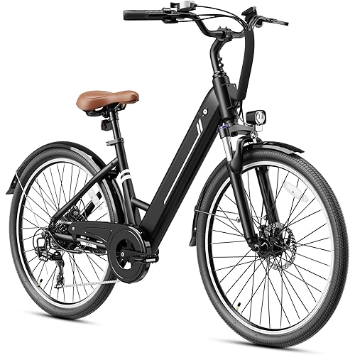 Electric Bike for Adults, 26" Up to 1000W Peak Motor Ebike 45+ Mile Range Brushless City Ebike, 25Mph 7-Speed Commuter E-Bike with Removable 360Wh Battery for Commuting, Outdoor Leisure