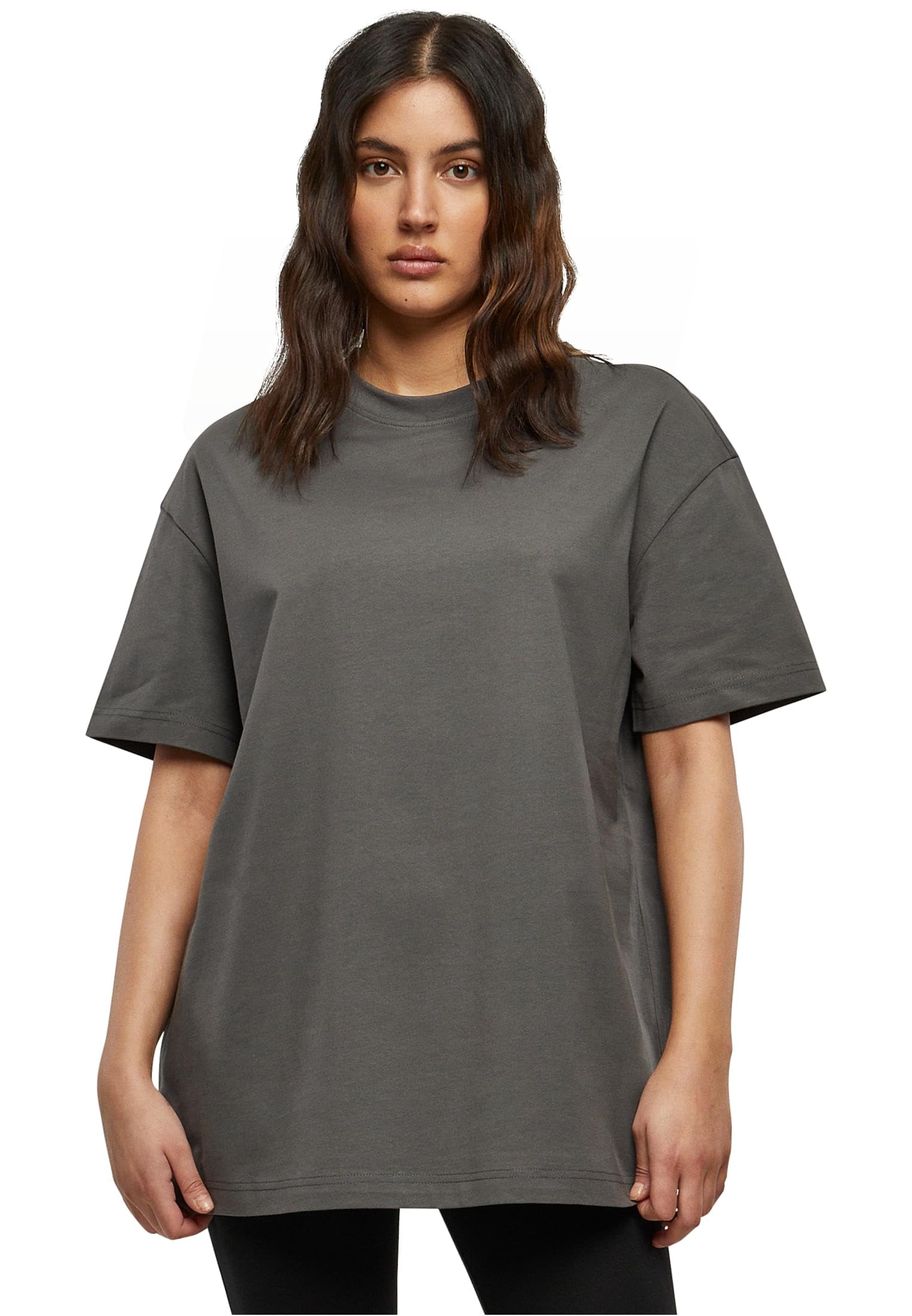 Build your Brand Women's T-Shirt Ladies Oversized Boyfriend Tee Casual T-Shirt for Women in Oversized Look Cotton Sizes XS - 5XL, Darkshadow, S