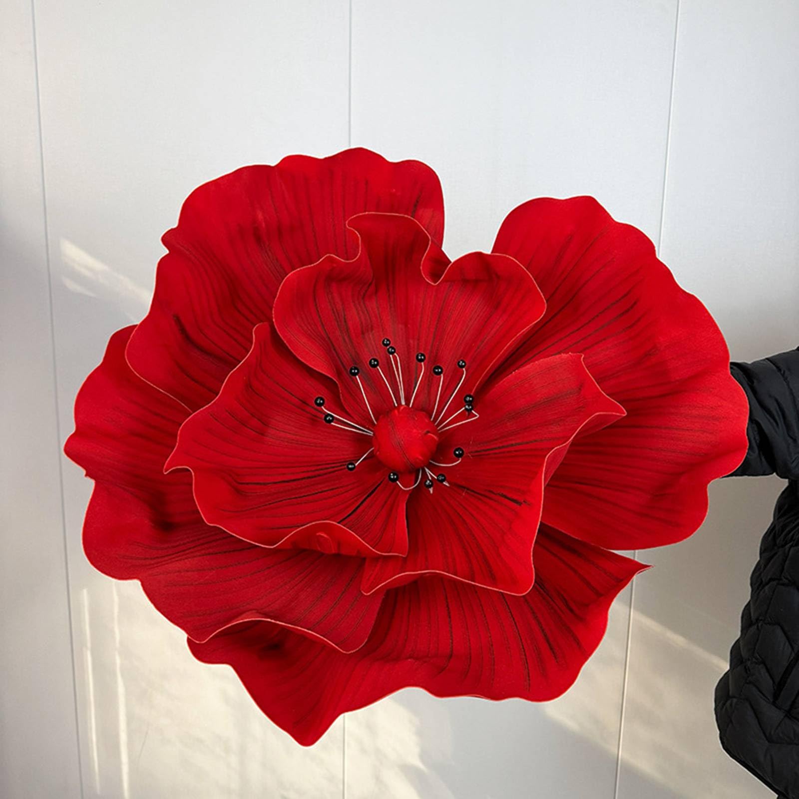 Fiori Giganti per Allestimenti, 170cm Fiore Gigante per Decorazione con Fila di Fiori Artificiali, per Matrimoni, Lauree, Addio al Nubilato, Compleanni, Sfondo da Parete Red,One Size