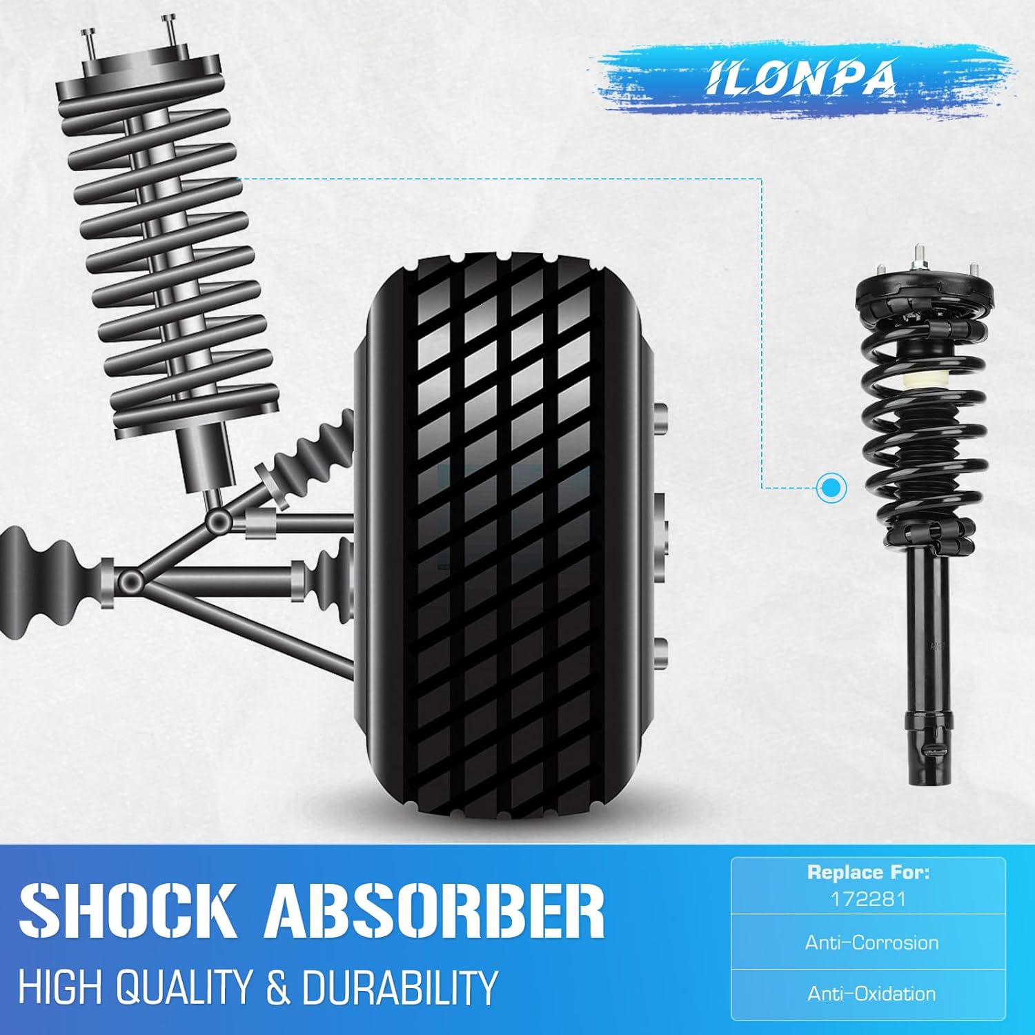 172281 Front Struts Suspensions w/Coil Springs for 2006-2010 Hyundai Sonata, 2006-2011 Hyundai Azera, Strut Shock Absorbers Assembly 2007 2008 2009