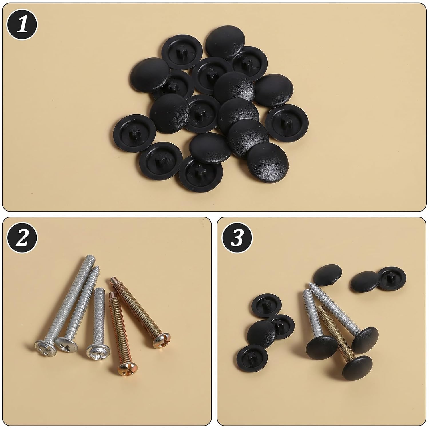 150 Pcs Screw Cap Covers, 12mm Screws Caps Black Waterproof Self Tapping Cap Decorative Plastic Screws Caps for Diameter 7-8mm Self Tapping