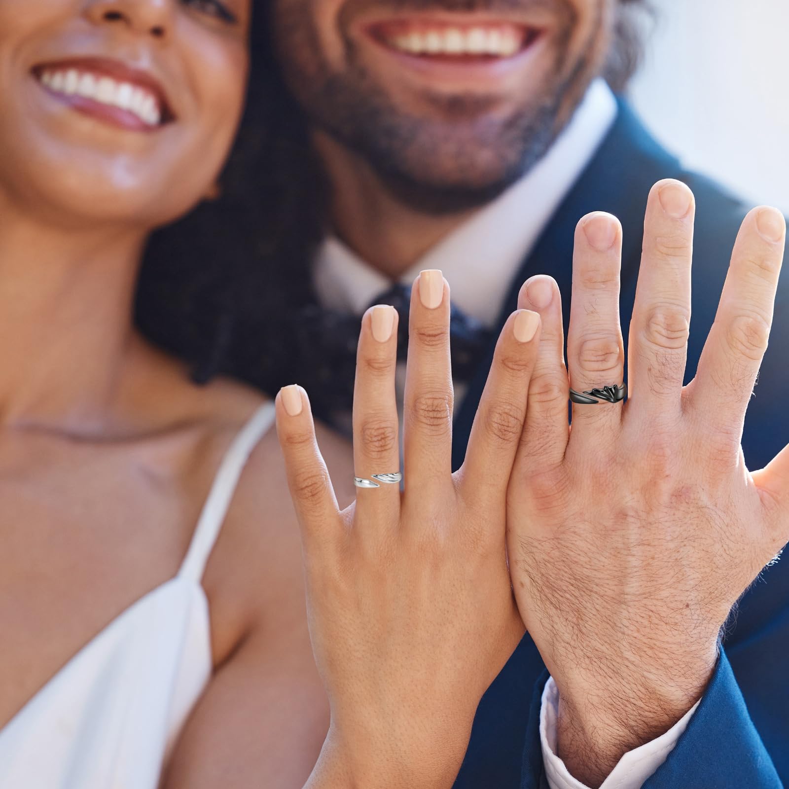 Anillos Parejas Alianzas Boda Promesa Pareja Anillo Angel y Diablo Ajustable Plata de ley Compromiso Casar Él y su Joyería Regalo