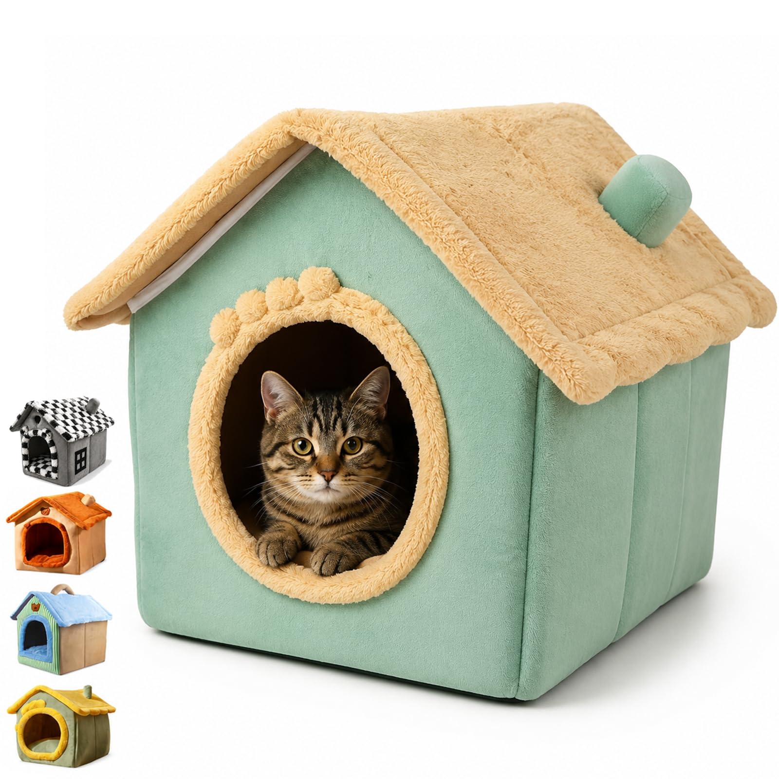 Cat Cave Beds Enclosed, Cozy Pet Bed House for Puppies Kittens, Warm Hideaway Sleeping Nest with Comfortable Private Space for Small Pets (D,S)