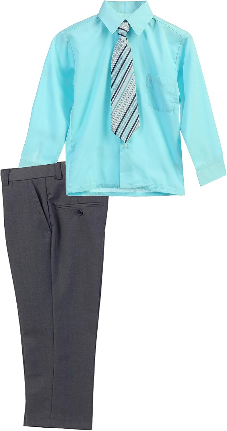 B-One Kids Boys' Formal Dress Pants Set with Shirt and Tie