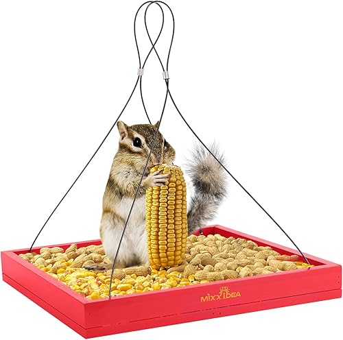 Miniatura 2 de MIXXIDEA Bandeja colgante para pájaros, bandeja de semillas con plataforma de madera, bandeja colgante para colibríes, plataforma de semillas de