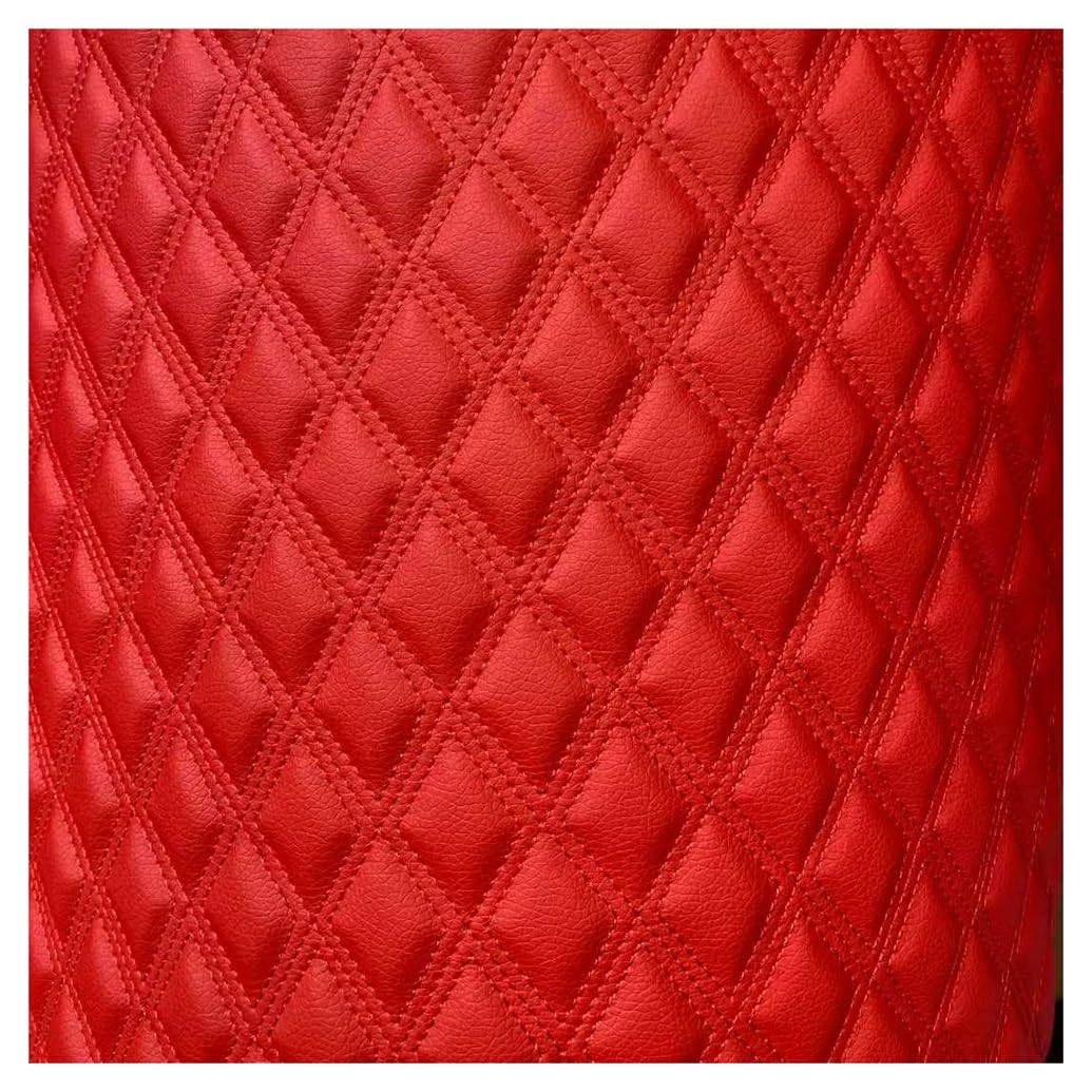 JNTFNE Quilted Faux Leather Vinyl PVC Fabric Waterproof Diamond Stitch Padded Cushion Linen Wadding Backing Upholstery(Red,1.6X4m)