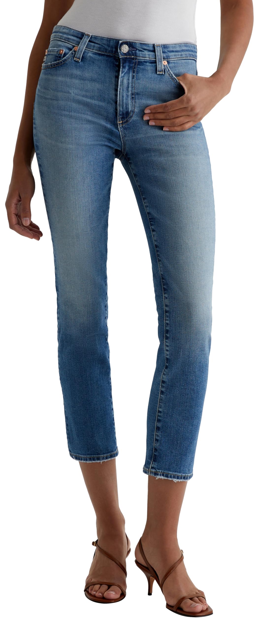 AG Jeans Women's Mari Mid Rise Slim Straight Crop Jean