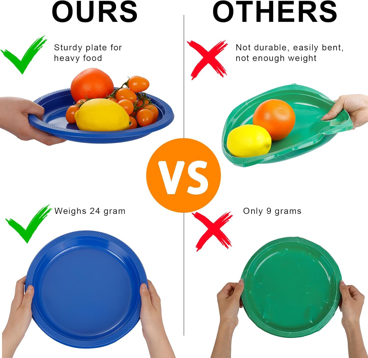 WELLIFE 10 Inch Royal Blue Plastic Plates 50 Count Disposable Plate for Party, Large Big Plates for Dinner Party Supplies Birthday Camping BBQ - Image 3