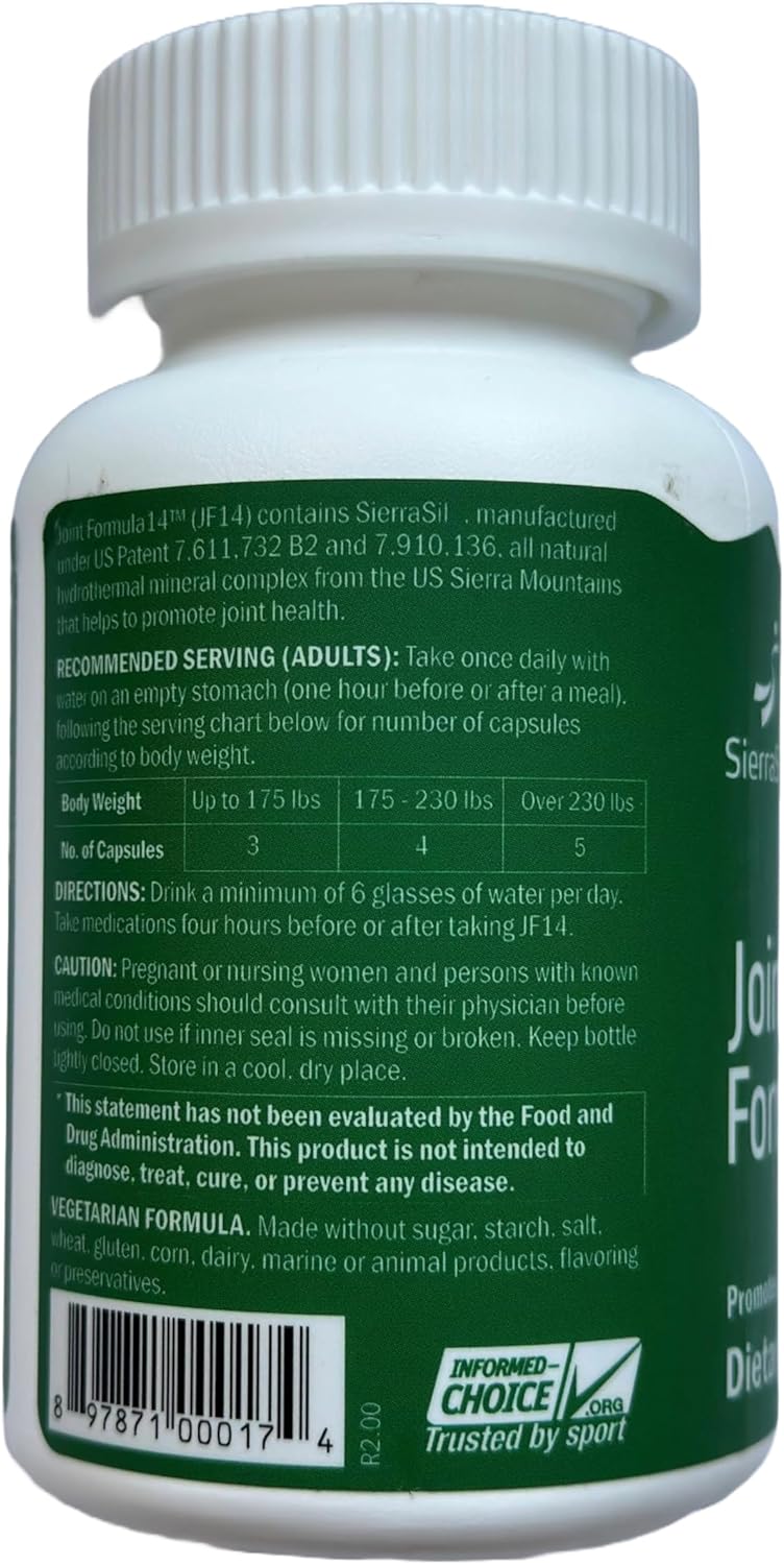 SierraSil® Joint Formula 14™ - Promotes Joint Health, Vegan, Non-GMO, Informed Sport Certified, and Sourced from The USA – 90 Capsules